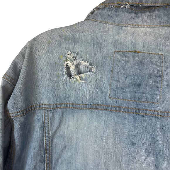 Nostic Distressed Denim Jacket Shirt Mens XXL Light Wash - Picture 6 of 11